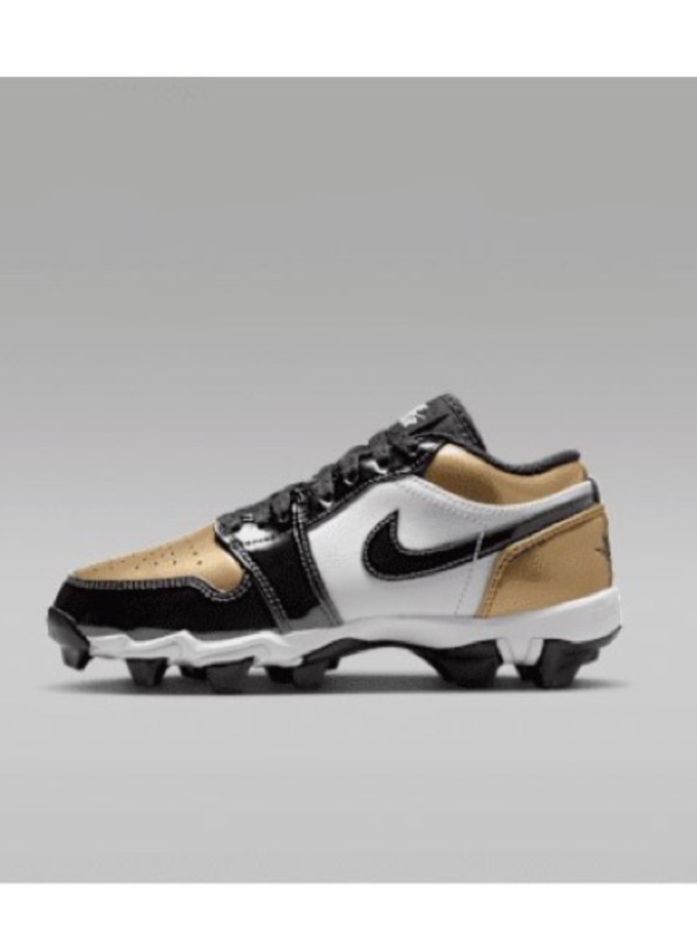 Nike Air Jordan 1 Low Metallic Gold/Black/White Grade School Football Cleat 12 C